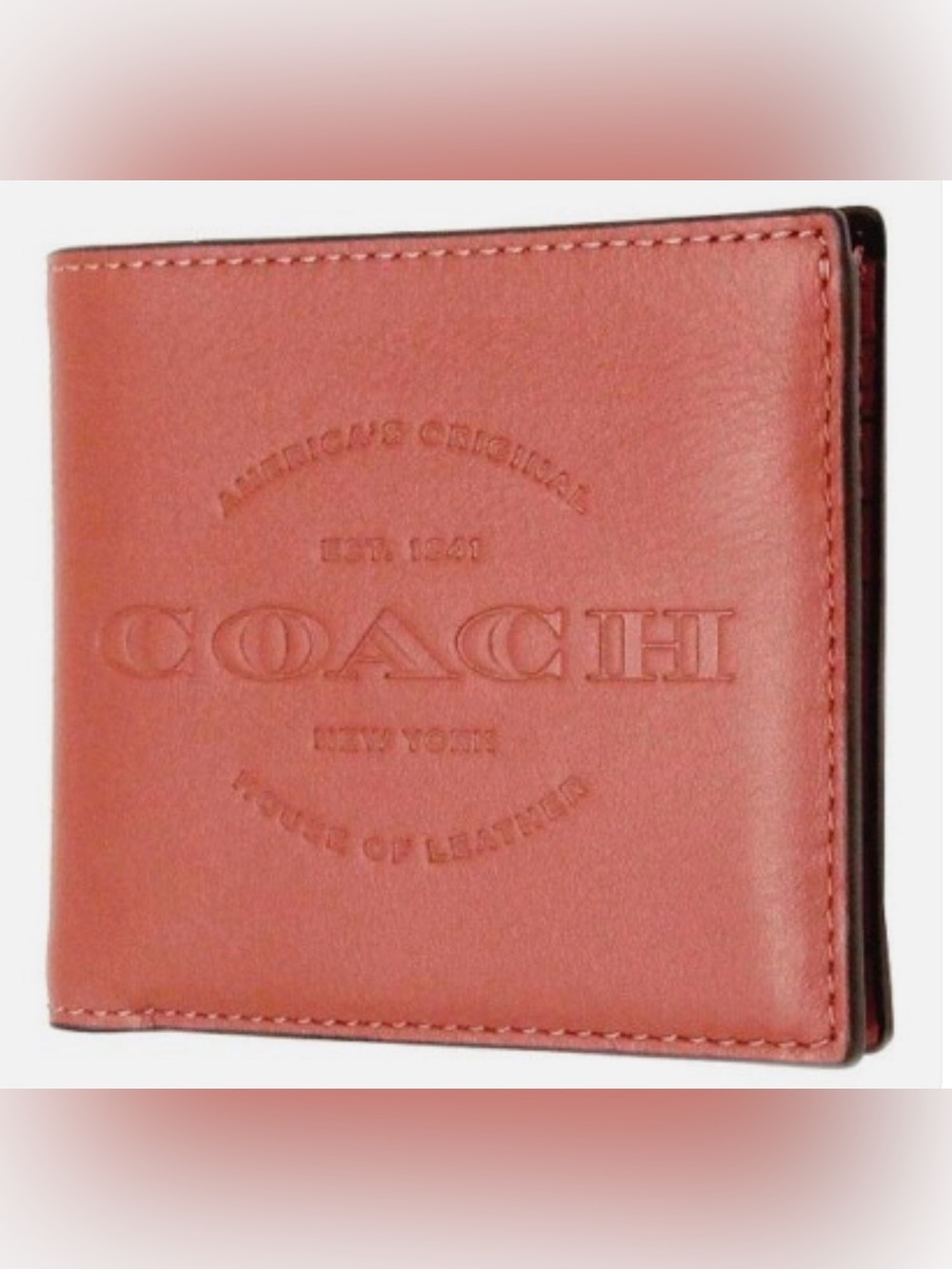 COACH Double Billfold Terracota Leather Wallet